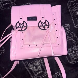 Black Craft Pink Backpack with Pentagram Accents
